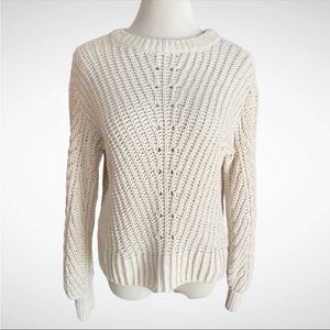 H&M Chunky Open Knit Ivory Sweater Crewneck Long-Sleeve